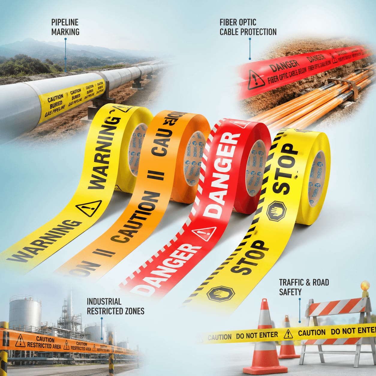 Caution warning tape roll